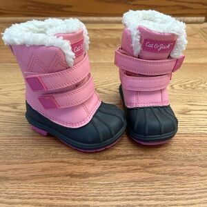 Cat & Jack Pink and Black Winter Boots Baby Girl Size 5 Pet Free Home